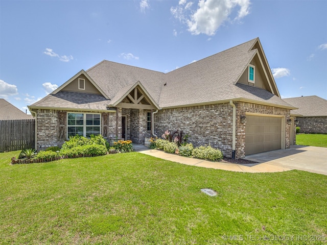 7616 E 84th St, Owasso, OK 74021 - view of front facade with brick siding, a shingled roof, concrete driveway, and a garage