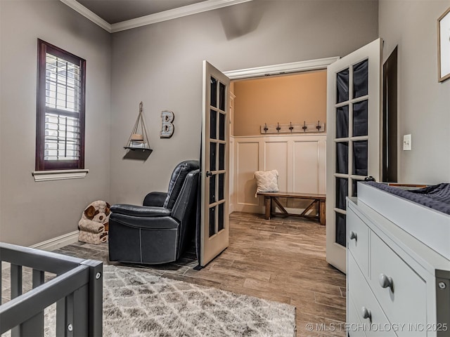 7616 E 84th St, Owasso, OK 74021 - bedroom featuring ornamental molding and wood finished floors
