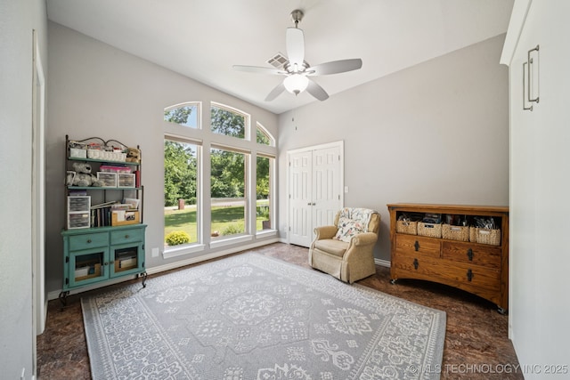 12920 E 183rd St S, Bixby, OK 74008 - living area featuring ceiling fan and baseboards