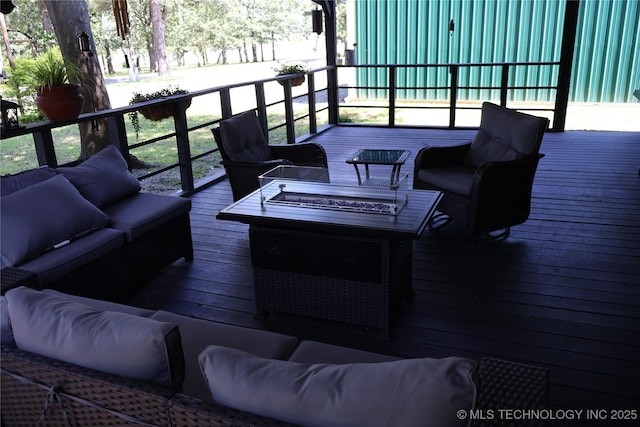 330 Kiamichi, Eufaula, OK 74432 - wooden terrace with an outdoor living space with a fire pit