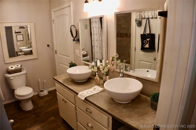 330 Kiamichi, Eufaula, OK 74432 - bathroom with double vanity and tile patterned floors