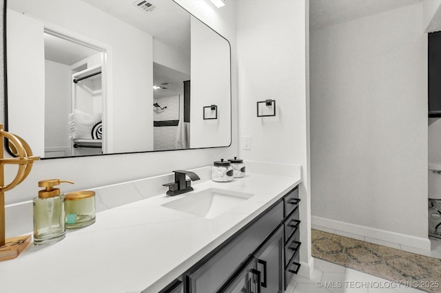 2012 N Santa Fe Ave, Tulsa, OK 74127 - full bath with vanity, a shower, and tile patterned flooring