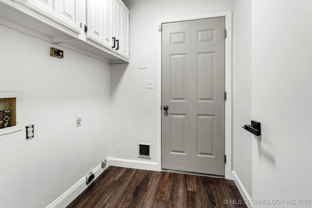 2012 N Santa Fe Ave, Tulsa, OK 74127 - laundry room featuring cabinet space, electric dryer hookup, dark wood-style flooring, and washer hookup