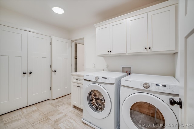 6904 E 86th Pl N, Owasso, OK 74055 - laundry area with cabinet space and washing machine and clothes dryer