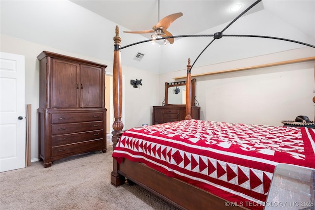 5764 S Carr, Pen, OK 74525 - bedroom featuring light carpet, a ceiling fan, and high vaulted ceiling