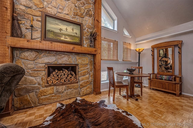 2676 Masters, Sulphur, OK 73086 - dining area featuring baseboards and high vaulted ceiling