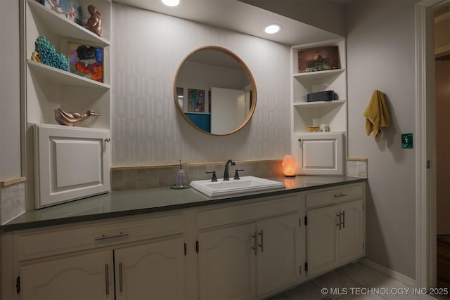 204 W Albuquerque St, Broken Arrow, OK 74011 - bathroom featuring vanity, tile patterned flooring, and recessed lighting