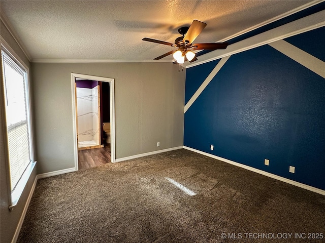 37103 S 4390th Rd, Adair, OK 74330 - carpeted spare room featuring plenty of natural light, ornamental molding, a textured ceiling, and ceiling fan