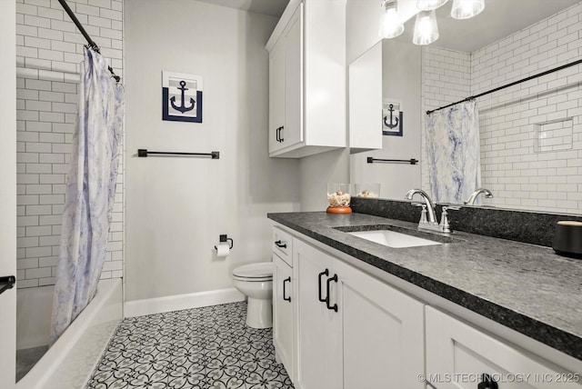 14271 S College Ave, Bixby, OK 74008 - bathroom featuring vanity, shower / tub combo with curtain, and tile patterned floors