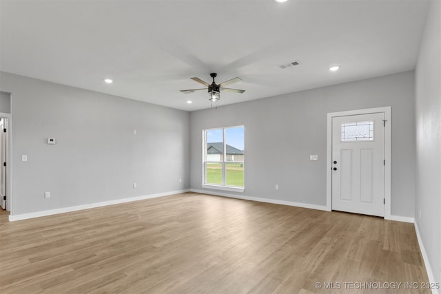 59 Michael, Durant, OK 74730 - unfurnished living room with healthy amount of natural light, ceiling fan, light wood finished floors, and recessed lighting