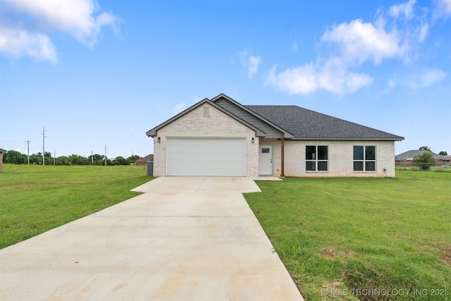 59 Michael, Durant, OK 74730 - view of front of property with an attached garage, driveway, a front yard, and brick siding