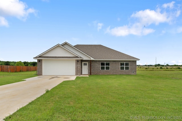108 Michael, Calera, OK 74730 - view of front of house with a garage, brick siding, driveway, and roof with shingles