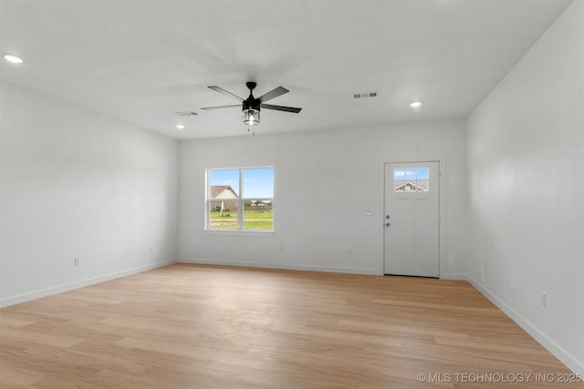 108 Michael, Calera, OK 74730 - entrance foyer featuring light wood finished floors, a ceiling fan, and recessed lighting