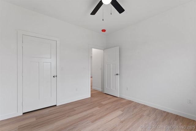 108 Michael, Calera, OK 74730 - unfurnished bedroom with light wood-type flooring and ceiling fan