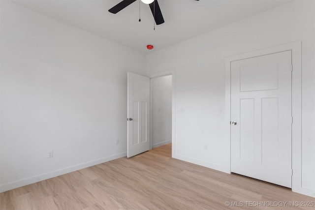 108 Michael, Calera, OK 74730 - unfurnished bedroom featuring light wood-style floors and ceiling fan