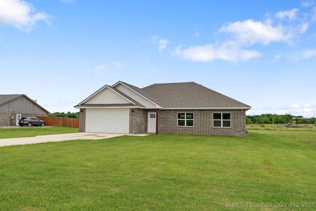 108 Michael, Calera, OK 74730 - view of front of house featuring driveway, brick siding, a garage, and roof with shingles
