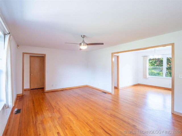 1508 E Seminole Ave, Mcalester, OK 74501 - spare room featuring light wood-style floors and a ceiling fan