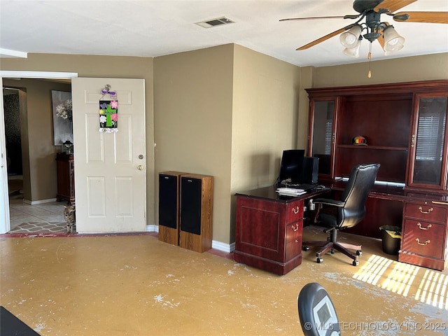1203 NW 5th St, Stigler, OK 74462 - office featuring a ceiling fan and baseboards