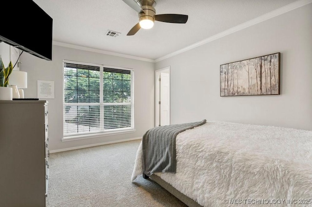 9703 S 100th E Ave, Tulsa, OK 74133 - carpeted bedroom with crown molding and a ceiling fan