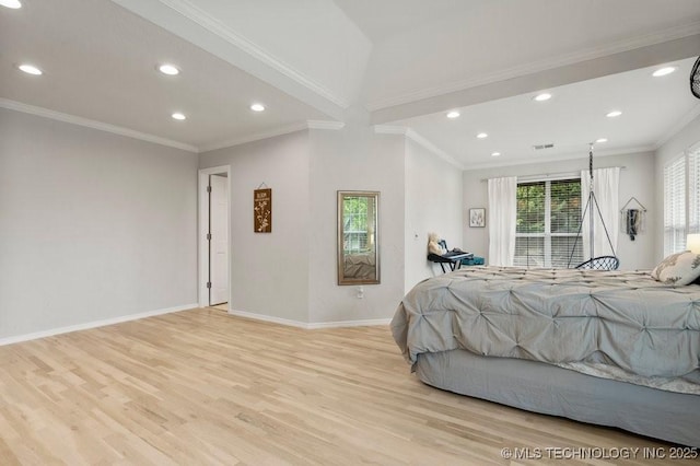 9703 S 100th E Ave, Tulsa, OK 74133 - bedroom featuring light wood finished floors, recessed lighting, and crown molding
