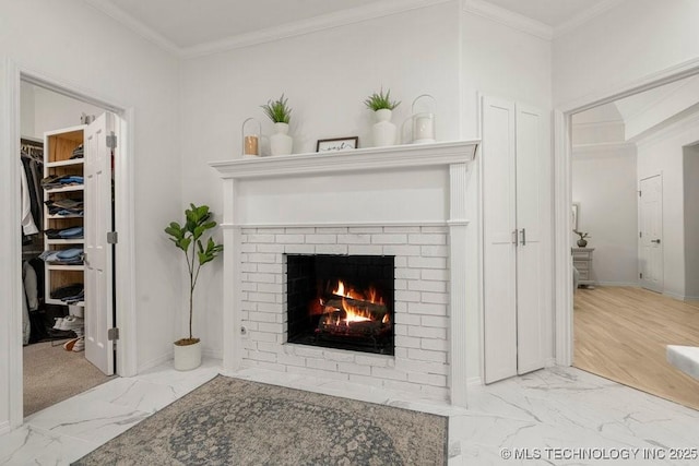 9703 S 100th E Ave, Tulsa, OK 74133 - detailed view of a brick fireplace and ornamental molding