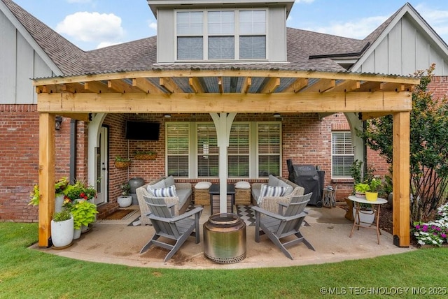 9402 E 109th St S, Tulsa, OK 74133 - view of patio featuring a fire pit