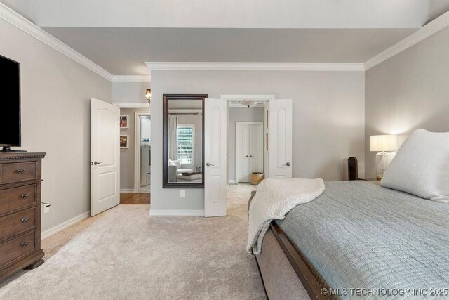 9402 E 109th St S, Tulsa, OK 74133 - bedroom featuring crown molding and light colored carpet