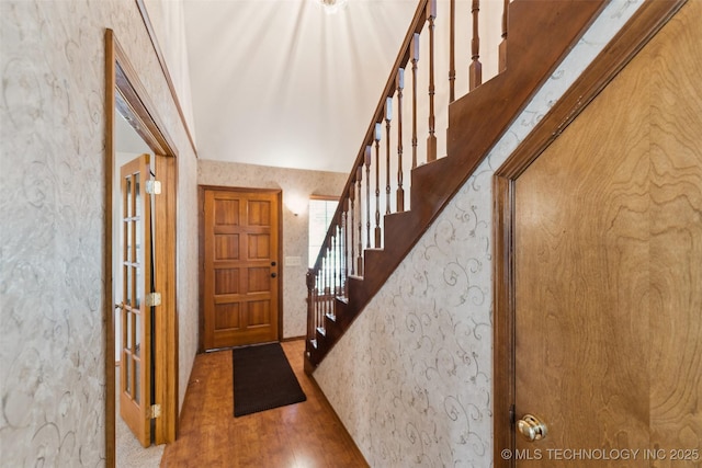 312 W Raleigh Pl, Broken Arrow, OK 74011 - entryway with stairs and wallpapered walls