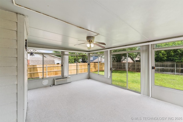 312 W Raleigh Pl, Broken Arrow, OK 74011 - unfurnished sunroom with ceiling fan and a wall unit AC