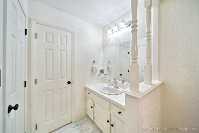 9065 E Prairie View Dr, Claremore, OK 74019 - bathroom featuring vanity and marble look tiles