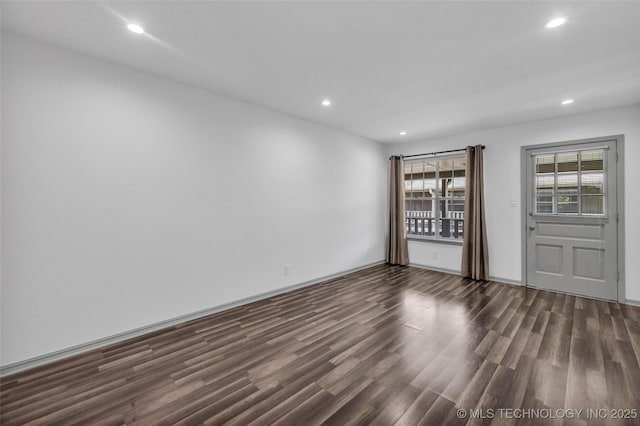 4517 S Peoria Ave Unit 31A, Tulsa, OK 74105 - unfurnished room with recessed lighting and dark wood-style flooring