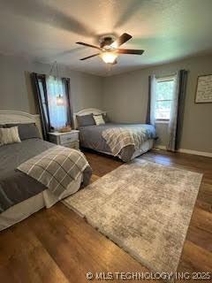 25961 S 621st Rd, Grove, OK 74344 - bedroom with wood finished floors and a ceiling fan