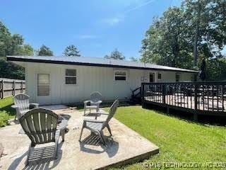 25961 S 621st Rd, Grove, OK 74344 - rear view of house with a lawn, a deck, and a patio area