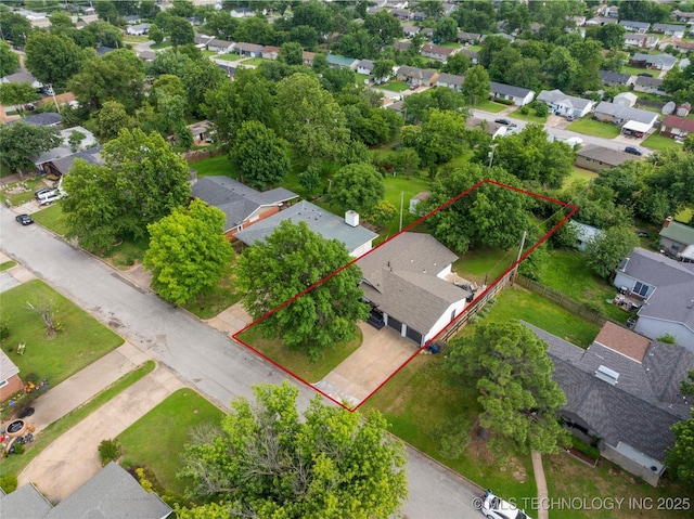 5914 E 26th St, Tulsa, OK 74114 - aerial perspective of suburban area with property boundaries highlighted