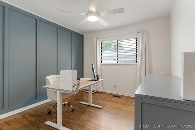 5914 E 26th St, Tulsa, OK 74114 - office area with light wood-style floors and ceiling fan