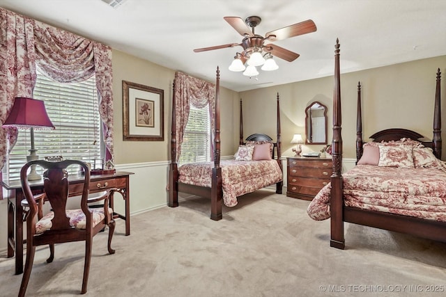 1110 N Renaissance Dr, Sand Springs, OK 74063 - bedroom with light colored carpet and ceiling fan