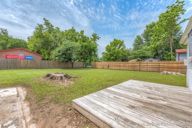 705 W Center St, Collinsville, OK 74021 - fenced backyard featuring a wooden deck