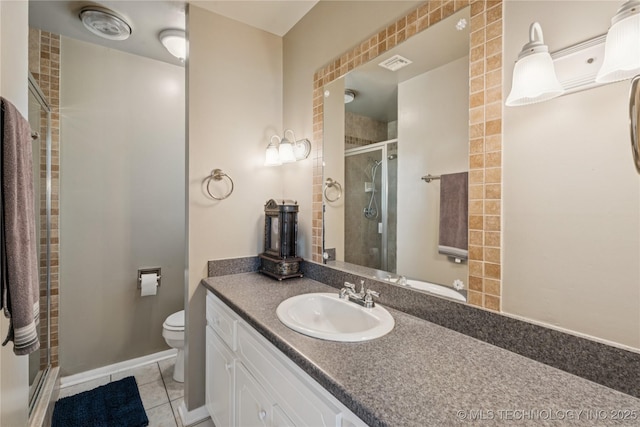 810 N 3rd St, Jenks, OK 74037 - bathroom with a shower stall, tile patterned flooring, and vanity