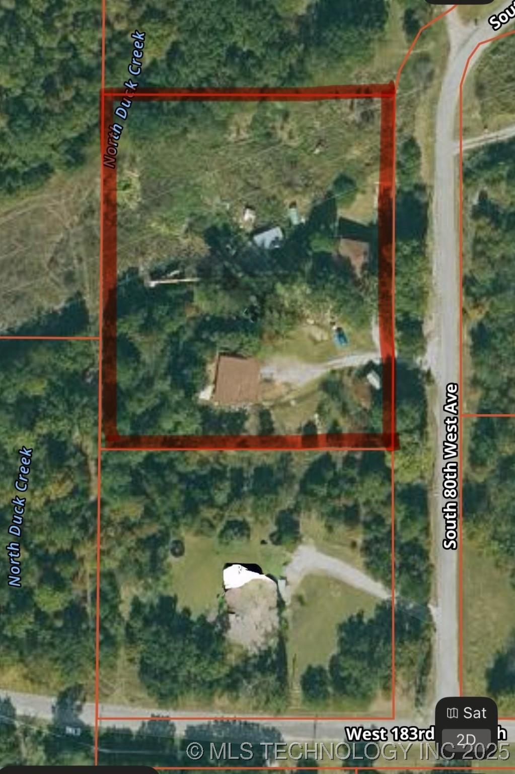 18240 S 80th W Ave, Mounds, OK 74047 - aerial overview of property's location featuring property boundaries highlighted