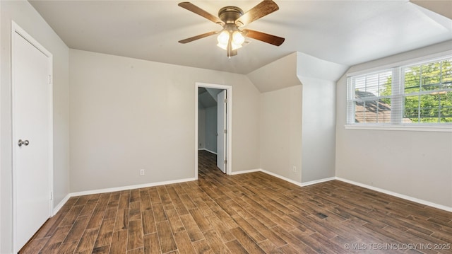 2974 E 77th Pl, Tulsa, OK 74136 - spare room featuring wood finished floors, ceiling fan, and lofted ceiling