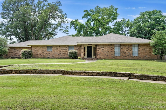 13050 S 143rd Ave E, Broken Arrow, OK 74011 - ranch-style home with a front lawn and brick siding