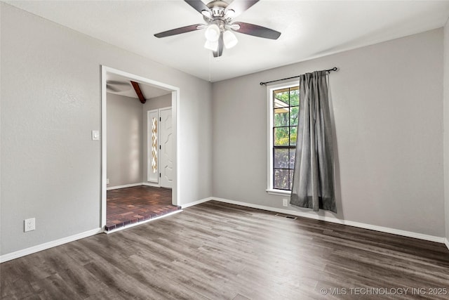 13050 S 143rd Ave E, Broken Arrow, OK 74011 - empty room with wood finished floors and ceiling fan