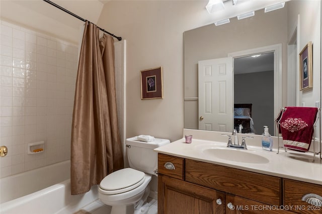 9034 S Maplewood Ave, Tulsa, OK 74137 - full bathroom featuring vanity, shower / bath combo with shower curtain, and ensuite bath