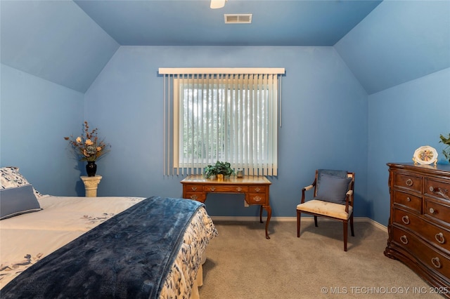 9034 S Maplewood Ave, Tulsa, OK 74137 - bedroom featuring vaulted ceiling and light colored carpet