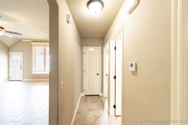 18312 E 46th St, Tulsa, OK 74134 - hallway with light wood-style floors and vaulted ceiling