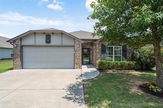 10387 S Nathan St, Jenks, OK 74037 - single story home featuring driveway, brick siding, an attached garage, roof with shingles, and a front yard