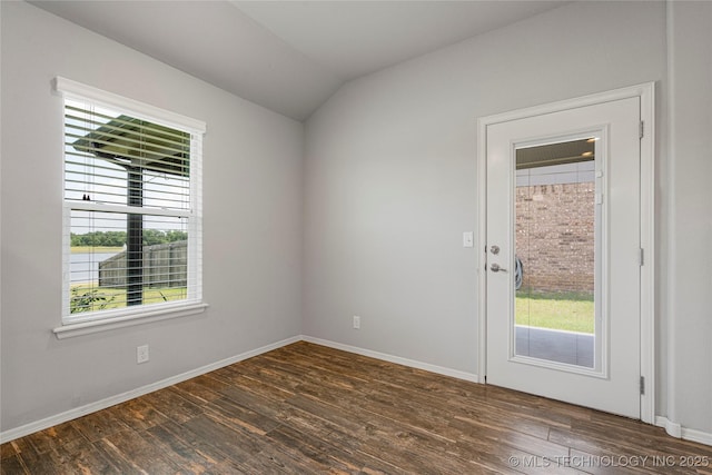 10387 S Nathan St, Jenks, OK 74037 - unfurnished room featuring plenty of natural light, dark wood-type flooring, and vaulted ceiling