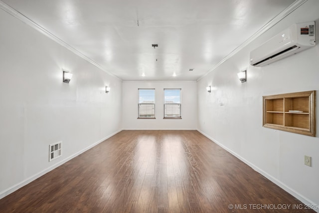 1620 E Boston Ct, Broken Arrow, OK 74012 - empty room with a wall mounted air conditioner, wood finished floors, and crown molding