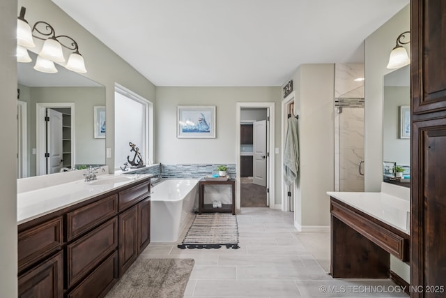1620 E Boston Ct, Broken Arrow, OK 74012 - full bath featuring a bath, a stall shower, and vanity