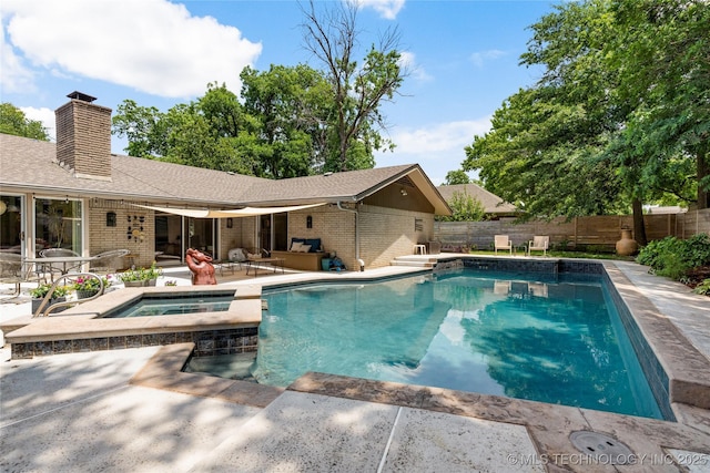 2962 E 56th Ct, Tulsa, OK 74105 - view of pool with a patio, a fenced backyard, and a pool with connected hot tub